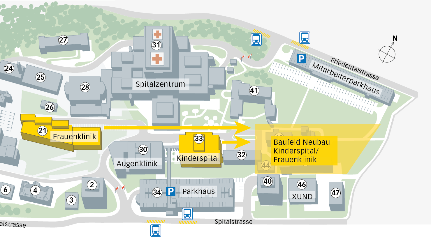 Neuer Standort Neubau Kinderspital / Frauenklinik. Quelle LUKS, Generalplaner Burkard Meyer + Bollhalder Walser AG