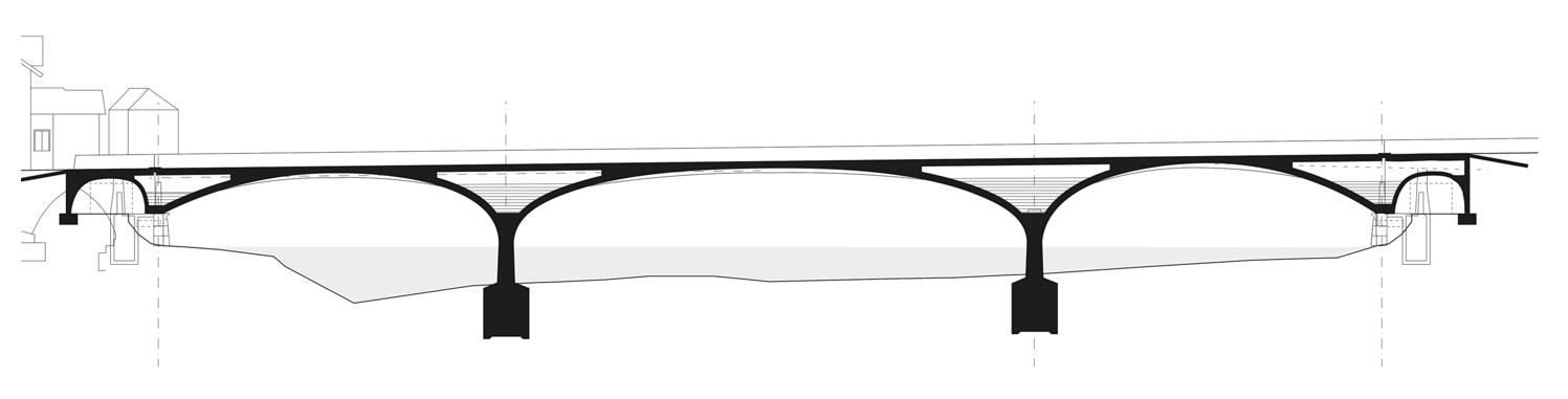 L&auml;ngsschnitt Aarebr&uuml;cke, &copy; Christ & Gantenbein