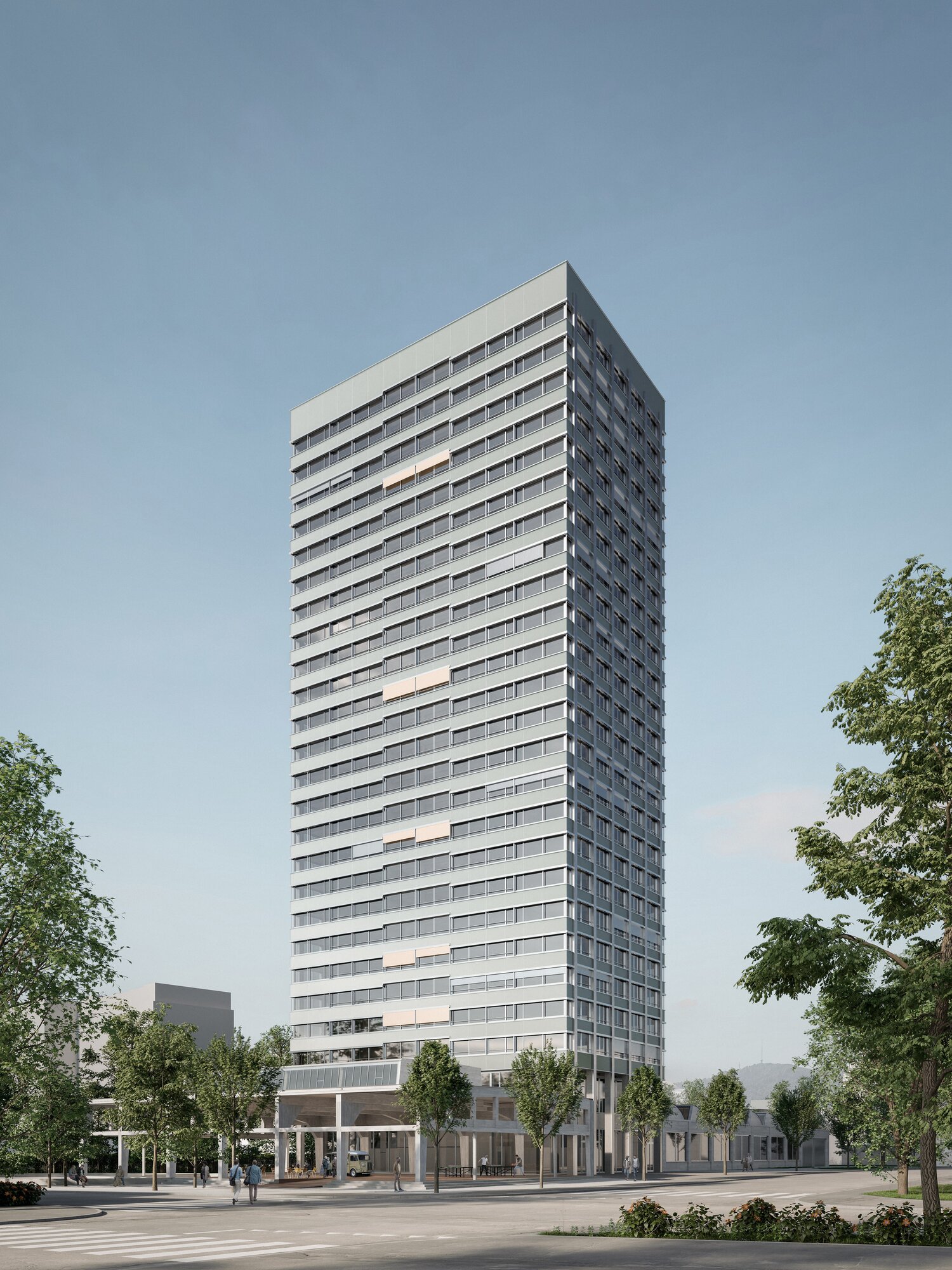 La tour d&rsquo;habitation dans la Freihofstrasse &agrave; Zurich. Image pool Architekten