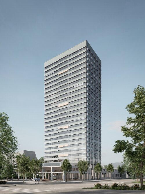 Hochhaus Freihofstrasse in Z&uuml;rich. Bild pool Architekten