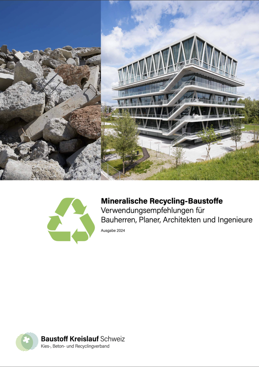 Publikation Mineralische Recycling-Baustoffe, Herausgeberin: Baustoff Kreislauf Schweiz